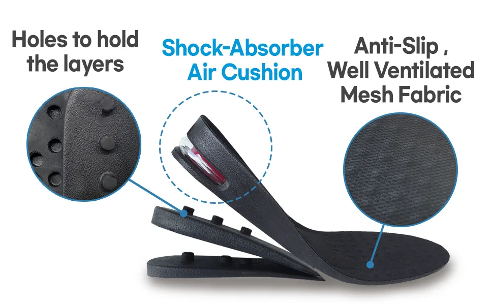 FOOTINSOLE.COM Height Increase Shoe Insoeles with Air Cushion (2 Layers (2" UP), (Men's 7-11)) - iaksub5