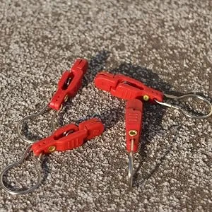 FUNORNAM Heavy Tension Snap Release Clips for Weight Planer Board Kites Downrigger Trolling Fishing red - 10pcs Heavy Tension Snap Release Clips for Weight Planer Board
