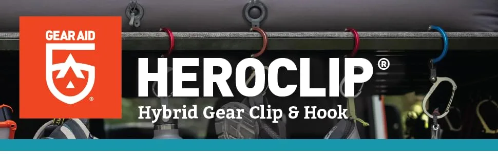 Gear AID HEROCLIP Carabiner Clip and Hook (Medium) for Camping, Backpack, and Garage Black & Brown Medium - Revised HC A+ Header