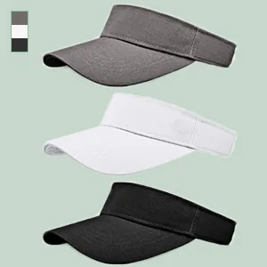 3 Pieces Sun Sports Visor Hats One Size Adjustable Cap for Women and Men (Black, White, Grey) - product information 3