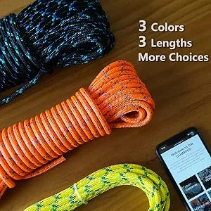 GM CLIMBING 8mm (5/16in) Accessory Cord Rope Double Braid Pre Cut CE/UIAA Black 5/16in(dia.) x 20feet - GM CLIMBING ACCESSORY CORD OFFER MORE OPTIONS