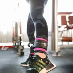 Ankle Straps (Pair) For Cable Machine Kickbacks, Glute Workouts, Lower Body Exercises - Adjustable Leg Straps with Neoprene Padding Pink Pair - ankle straps for butt booty toning women girls powerlifting strength bodybuilding kickback