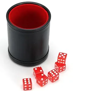 Harbor Loot Blue Dice Shaker Cup Complete with Matching Dice Set of Six Blue Translucent Dice - Red Dice Cup with Dice