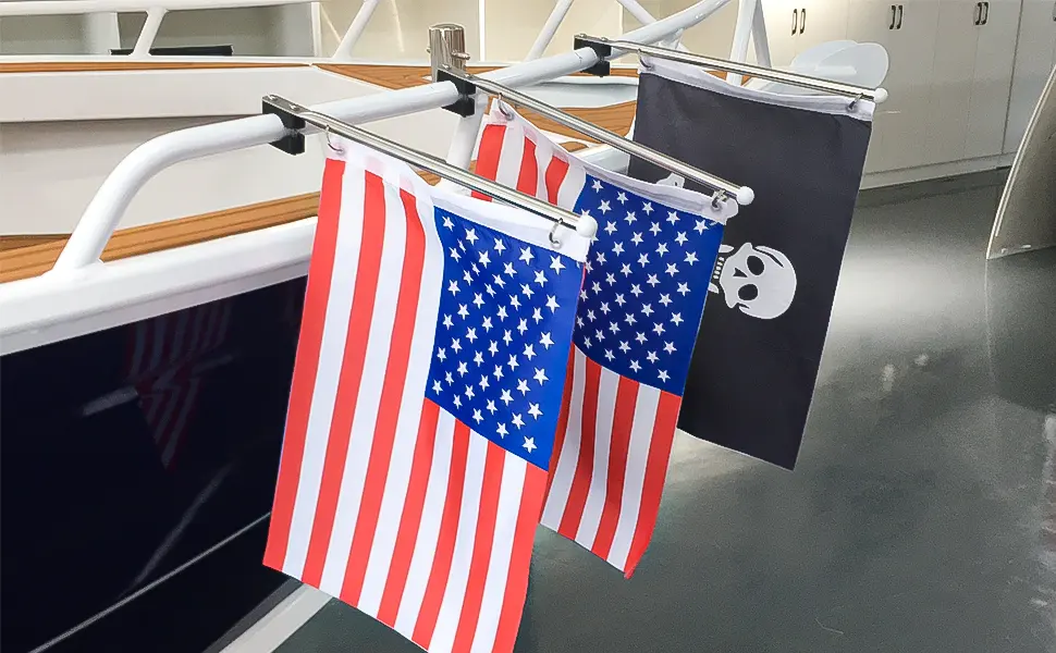 2 PCS Stainless Steel Rail Mount Boat Pulpit Staff, boat yacht marine flag pole(7/8" - 1") - flag pole holder