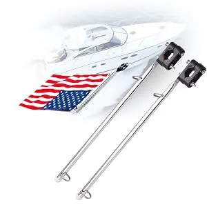 2pcs 316 Stainless Steel Flag Pole, Rail Mount Boat Pulpit Staff (7/8" - 1 1/4 ") for marine boat yacht - step
