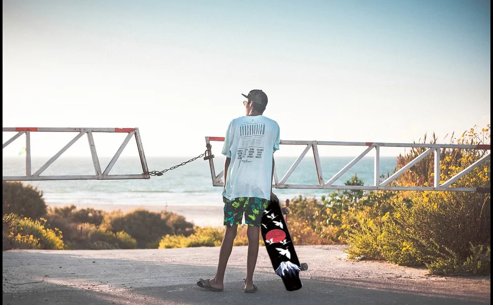 47"X10" Sport Outdoor Electric Skateboard Longboard Dancing Board Old School Board Waterproof Griptape Sheet Sticker Deck Sandpaper Sea wave - crane