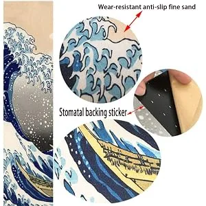 47"X10" Sport Outdoor Electric Skateboard Longboard Dancing Board Old School Board Waterproof Griptape Sheet Sticker Deck Sandpaper Sea wave - sew wave