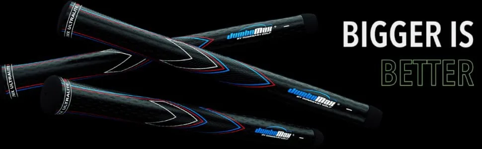 JumboMax JMX Ultralite Golf Grips Black / Red, White, Blue (Set of 1) Large LG (+11/32) - bigger is better