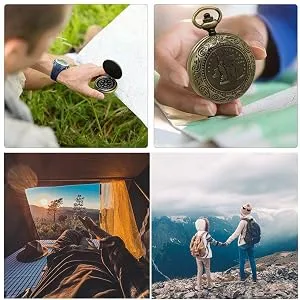 Vintage Pocket Compass for Kids Classic Portable Compass Accurate Waterproof for Hiking Outdoor Camping Motoring Boating Backpacking Survival Emergency (Copper) - hiking and camping