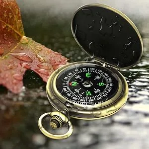 Vintage Pocket Compass for Kids Classic Portable Compass Accurate Waterproof for Hiking Outdoor Camping Motoring Boating Backpacking Survival Emergency (Copper) - waterproof