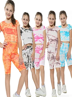 Loxdonz Girls Basic Dance Crop Top Kids Plain Short Sleeve Crop T-Shirt Tees Top 7-8 Years Neon Yellow - Dance wear