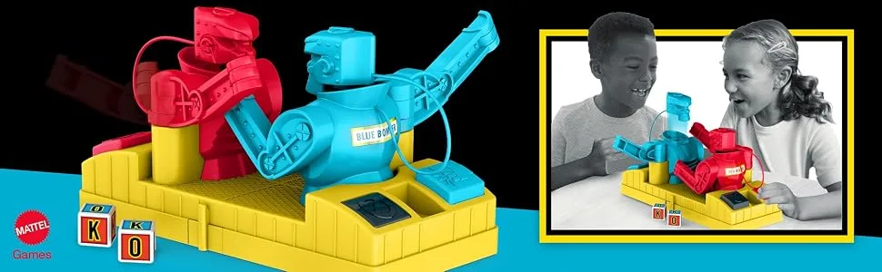 Rock Em Sock Em Robots Knock or Block Edition Boxing Game with Manually Operated Red Rocker and Blue Bomber Figures in Ring Kids Gift - product information 6