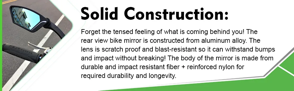 MEACHOW New Scratch Resistant Glass Lens,Handlebar Bike Mirror, Rotatable Safe Rearview Mirror, Bicycle Mirror,ME-002 Silver Left Side - Scratch proof and sturdy rear view mirror.