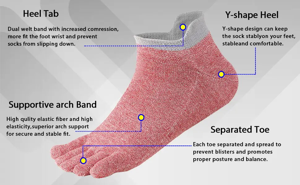 Meaiguo Toe Socks No Show Cotton Low Cut Five Finger Socks Athletic for Women A6-multicoloured - product information 20