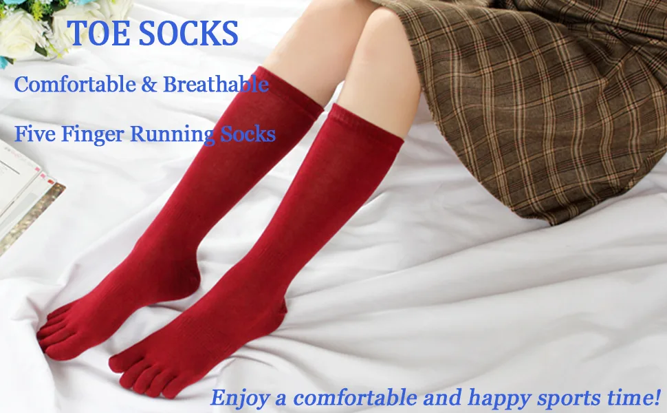 Meaiguo Women's Toe socks For Running Five Finger Socks With Cotton Athletic 4 Pairs Grey,blue,pink,purple - crew