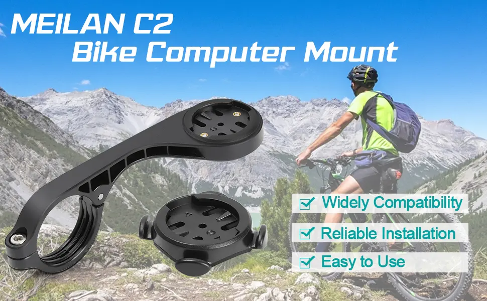 MEILAN C2 Bike Computer Mount, Out Front Bicycle Handlebar Mount for XOSS/Bryton/Garmin Edge 1030/1000/810/800/520/510/500/200/25 Touring - Bike Computer Mount