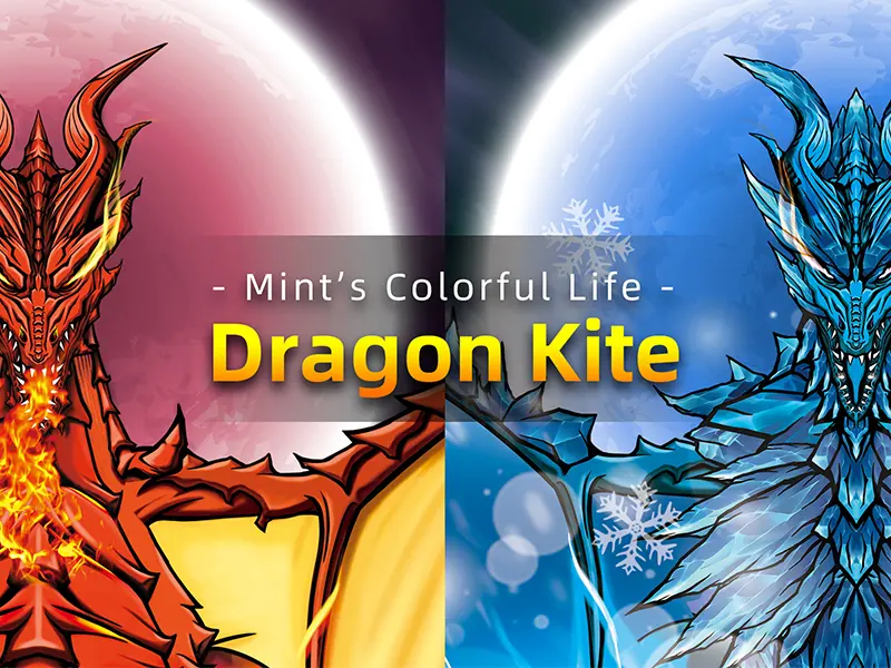 Dragon Kite for Kids Adults, Easy to Fly Best Delta Beach Kite, 300ft Kite String Ice - dragon kite