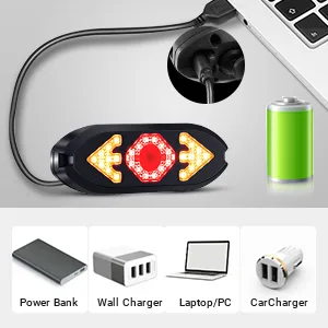 Bike Tail Light with Turn Signals Wireless Remote Control Waterproof Bicycle Rear Light Back USB Rechargeable Ultra Bright Safety Warning Cycling Taillight for Night - how to charge