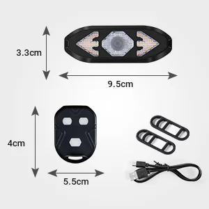 Bike Tail Light with Turn Signals Wireless Remote Control Waterproof Bicycle Rear Light Back USB Rechargeable Ultra Bright Safety Warning Cycling Taillight for Night - long wide