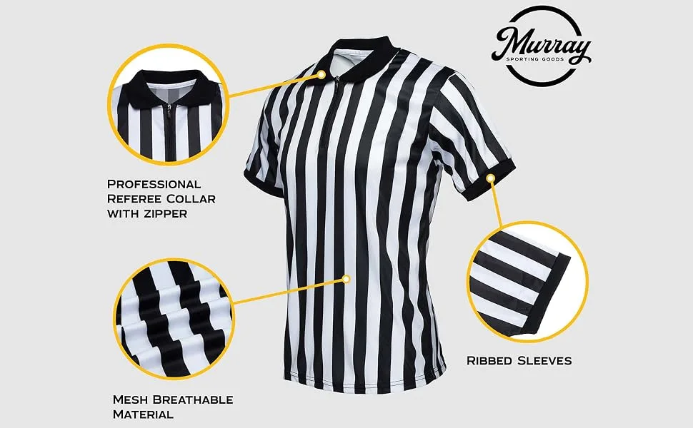 Murray Sporting Goods Mens Referee Shirt Collared | Official Mens Ref Shirt Jersey Short Sleeve - Football Halloween Costume Large - Murray Sporting Goods Men