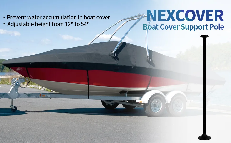 NEXCOVER Boat Cover Support Pole | Adjustable Height from 12" to 54" | 6-Stage Extension Pole | ABS Support Pole for Boat Cover (1 Pack) | Reinforced Support Pole System | Black Black (New Version) - 1 Pack - reinforced ABS support pole for boat cover