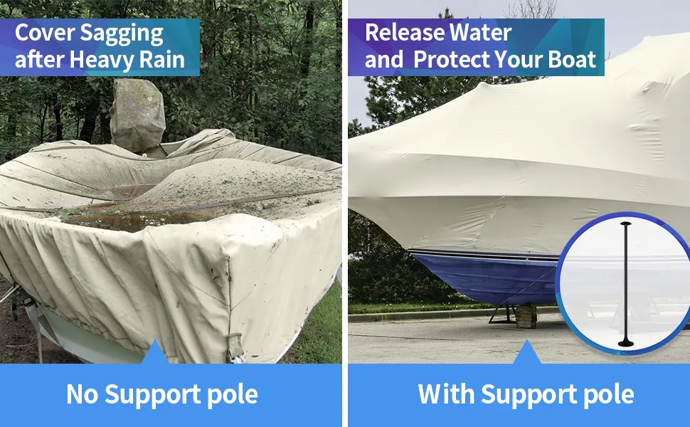 NEXCOVER Boat Cover Support Pole | Adjustable Height from 12" to 54" | 6-Stage Extension Pole | ABS Support Pole for Boat Cover (1 Pack) | Reinforced Support Pole System | Black Black (New Version) - 1 Pack - Using support pole for preventing debris and water build-up