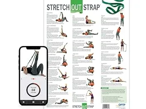OPTP The Original Stretch Out Strap with Exercise Poster  Made in The USA Stretching Strap and Yoga Strap for Stretching, Physical Therapy Exercise and Flexibility - stretching poster and app