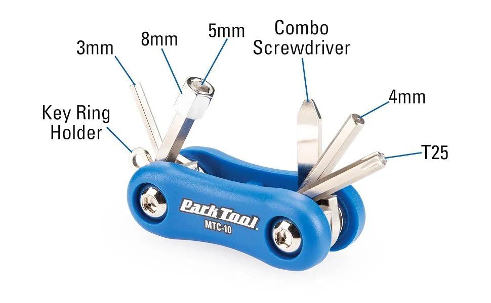 Park Tool Bicycle Multi-Tool MTC-10 - MTC-10 Multi-Tool with wrenches labeled
