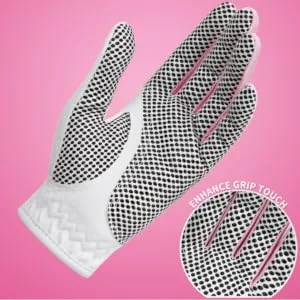 PGM Women's Golf Glove One Pair (4 Color Options), Improved Grip System, Cool and Comfortable white blue Small - ST018 10