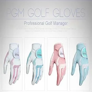 PGM Women's Golf Glove One Pair (4 Color Options), Improved Grip System, Cool and Comfortable white blue Small - Variation