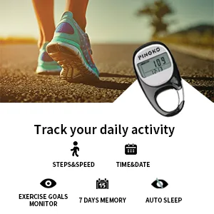 PINGKO 3D Carabiner Walking Pedometer Best Activity Fitness Tracker White - Multi-Functions Yet Simplest Pedometer