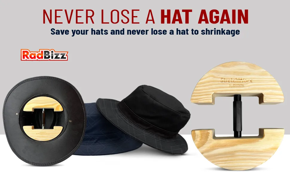 RadBizz FirstChoice Hat Stretcher - One Size Fits All - Heavy Duty - Stretchworx Beige - Never lose a hat again