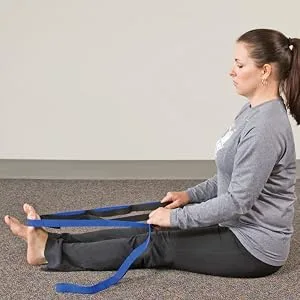 RangeMaster Stretch Strap with Exercise Guide Versatile Multi-Loop Strap Perfect for Yoga, Pilates, and Physical Therapy  Portable  Helps Improve Flexibility Black & Blue - Stretch