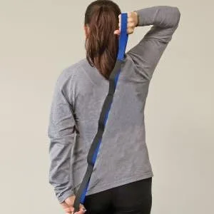 RangeMaster Stretch Strap with Exercise Guide Versatile Multi-Loop Strap Perfect for Yoga, Pilates, and Physical Therapy  Portable  Helps Improve Flexibility Black & Blue - Stretch