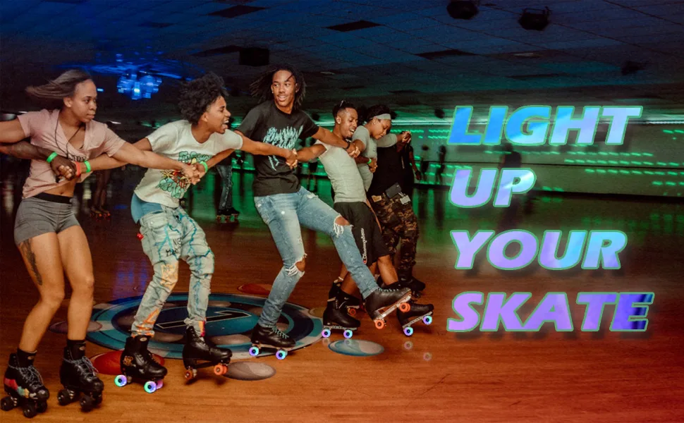 hlaill Roller Skate Wheels Luminous Light Up, with Bearings Outdoor Installed 4 Pack - Roller Skate Wheels for Double Row Skating and Skateboard 32mm x 58mm - Roller Skate Wheels with Bearings Installed Luminous Quad Light Up Wheels