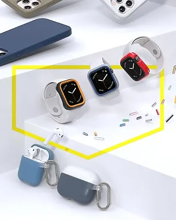 RHINOSHIELD Bumper Case Compatible with Apple Watch SE & Seriess 6/5 / 4 44mm | Slim Protective Cover - Lightweight and Shock Absorbent - Black 44mm Black - All Products