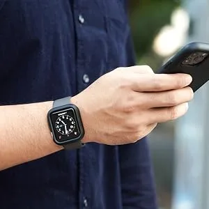 RHINOSHIELD Bumper Case Compatible with Apple Watch SE & Seriess 6/5 / 4 44mm | Slim Protective Cover - Lightweight and Shock Absorbent - Black 44mm Black - apple watch
