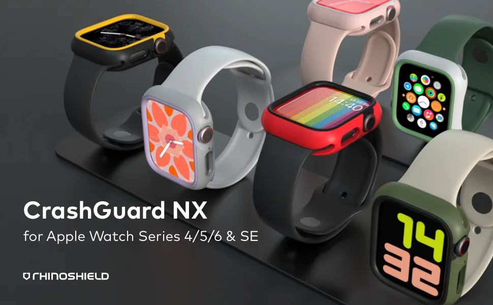 RHINOSHIELD Bumper Case Compatible with Apple Watch SE & Seriess 6/5 / 4 44mm | Slim Protective Cover - Lightweight and Shock Absorbent - Black 44mm Black - watch