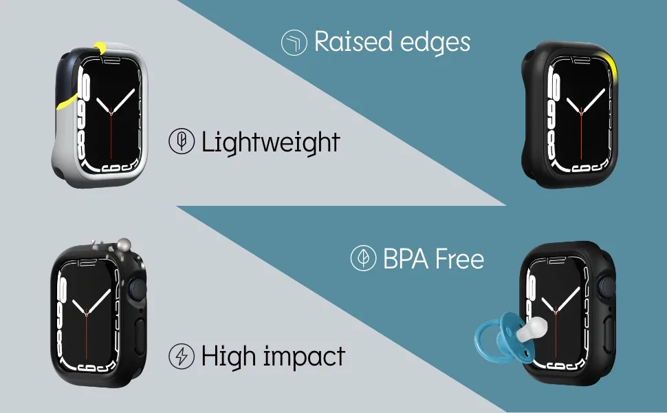 RHINOSHIELD Bumper Case Compatible with Apple Watch Series 8/7 45mm | Slim Protective Cover, Lightweight and Shock Absorbent - Black 45mm Black - product information 10