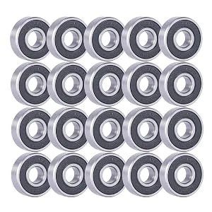 Rollerex 608-2RS Wheel Bearings 20-Pack (for Any Product Using Skate Wheels) (Carbon Steel) - for Inline, Rollerskate, Skateboard, RipStik & More - bearings