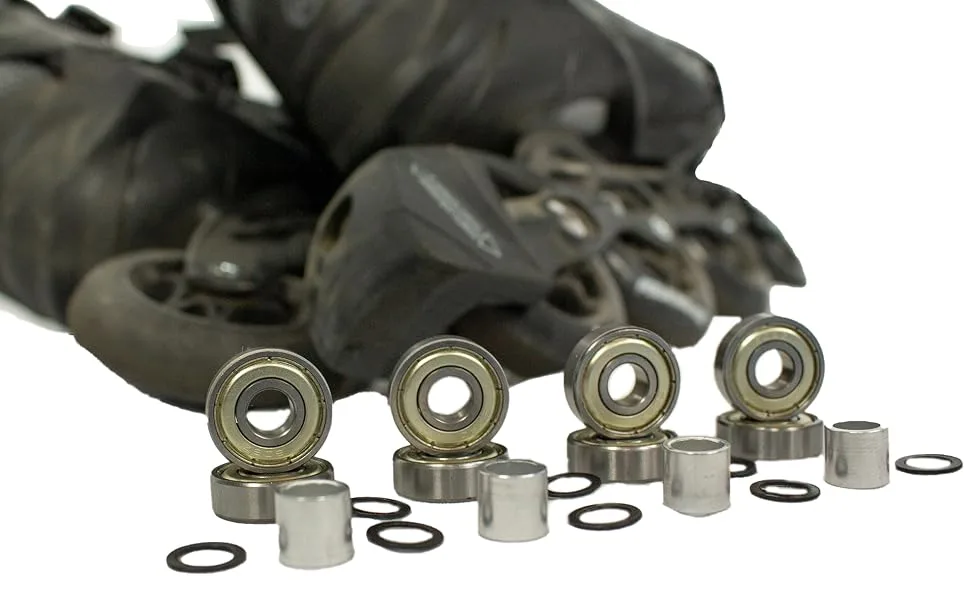 Rollerex 20-Pack, 608ZZ ABEC-1 Wheel Bearings (for Any Products Using Roller Skate Wheels) (Carbon Steel) - for Inline, Roller Blade, Rollerskate, Skateboard, RipStik & More - bearings
