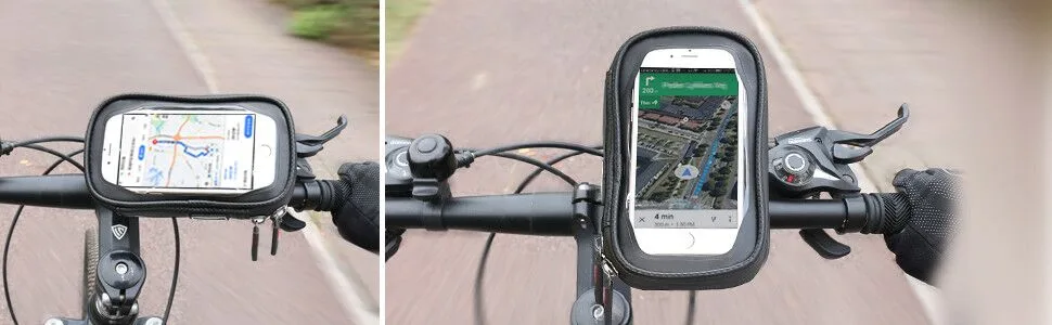 ROTTO Bike Phone Mount Bicycle Cell Phone Holder Handlebar Bag Anti-shake Waterproof with 360 Rotation Three Sizes Black-XL - rotation