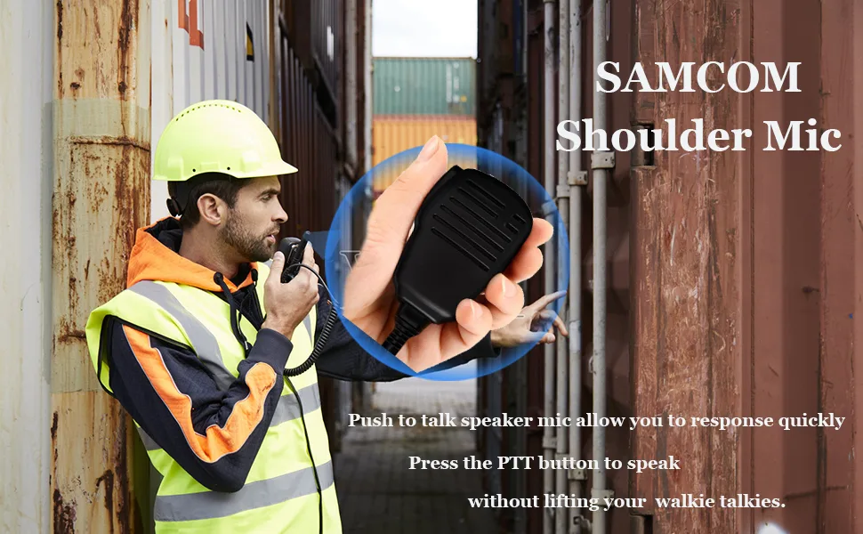 SAMCOM Walkie Talkie Speaker Mic, 2 Pin K Type Handheld Two Way Radios Shoulder Lapel Mic Microphone with Rainforced Cable,1 Pack - two way radio with speaker mic