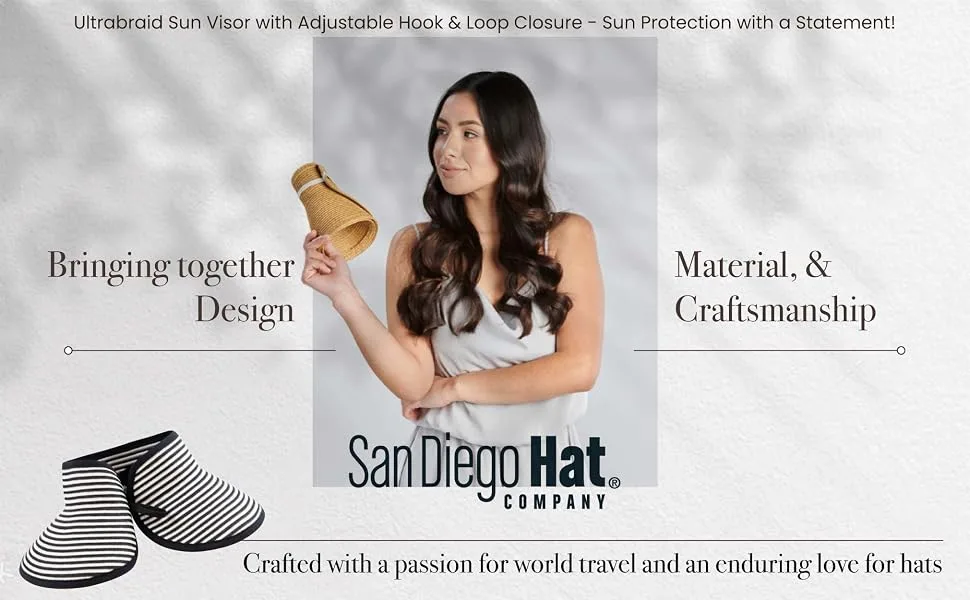San Diego Hat Company Women's Adjustable Packable Roll-Up Visor One Size Black - San Diego Hat Co