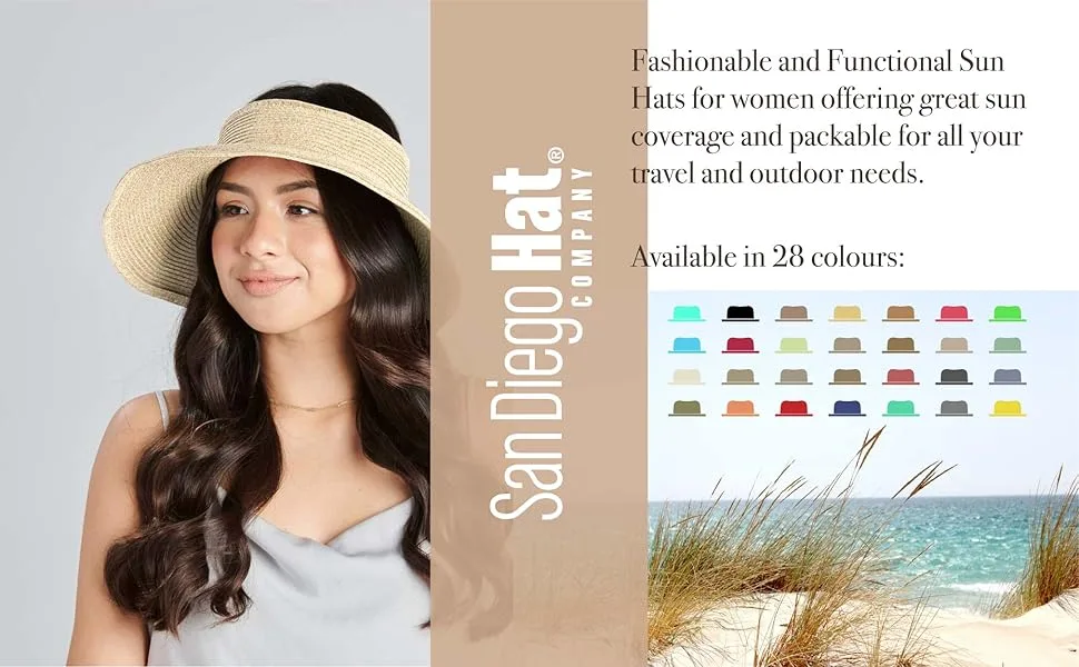 San Diego Hat Company Women's Adjustable Packable Roll-Up Visor One Size Black - San Diego Hat Co