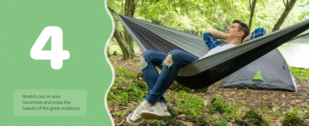 Durable Hammock 400 lb Capacity - Lightweight Nylon Camping Hammock Chair - Double or Single Sizes w/ Tree Straps and Attached Carry Bag - Portable for Travel/Backpacking/ (Navy, Medium) Navy & Light Blue Medium - product information 21
