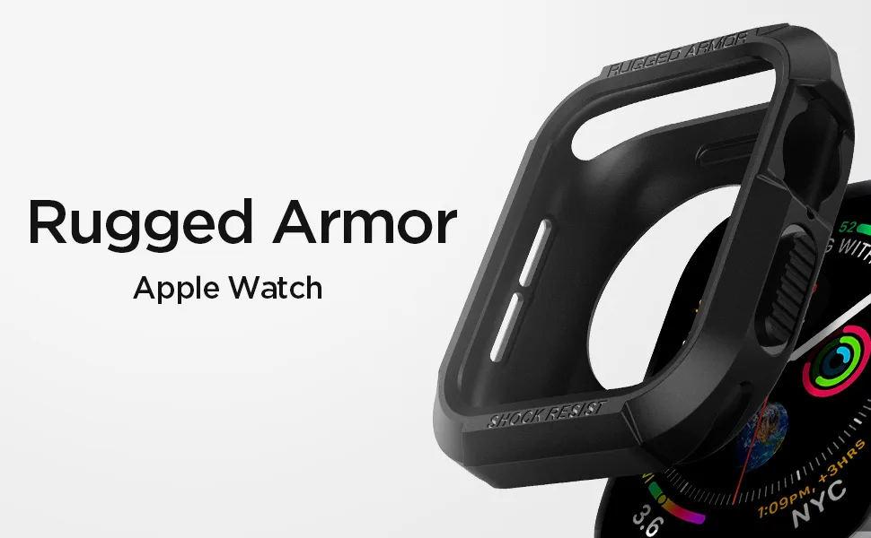 Spigen Rugged Armor Designed for Apple Watch Case Series 8/SE2/7/6/SE/5/4 45mm/44mm - Black - product information 1