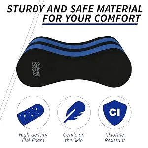 Sunlite Sports EVA 5-Layer Pull Buoy Leg Float - Pool Training Aid, Legs and Hips Support for Adults, Kids, and Beginners, for Swimming Stroke Standard Black/Blue - high density eva foam skin sturdy safe pull buoy material chlorine resistant