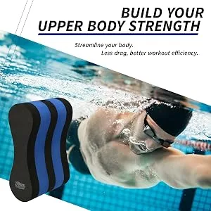 Sunlite Sports EVA 5-Layer Pull Buoy Leg Float - Pool Training Aid, Legs and Hips Support for Adults, Kids, and Beginners, for Swimming Stroke Standard Black/Blue - upper body strength workout efficiency pull buoy sunlite sports high quality