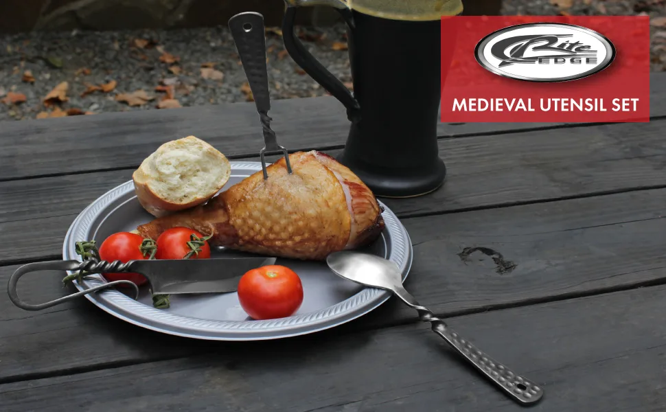 SZCO Supplies 7.25"" Fork Knife and Spoon Medieval Eating Utensil Set, Multicolor (HS-4406) - Rite Edge Medieval Utensil Set